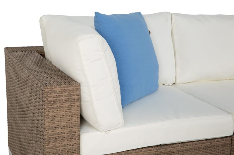 Bahamas Stor Loungegrupp Utomhus - 6-sits Konstrotting Utemöbler Loungeset för Uteplats och Uterum - Beige / Vita dynor - Utemöbler & utemiljö - Loungemöbler - Loungeset & loungegrupp