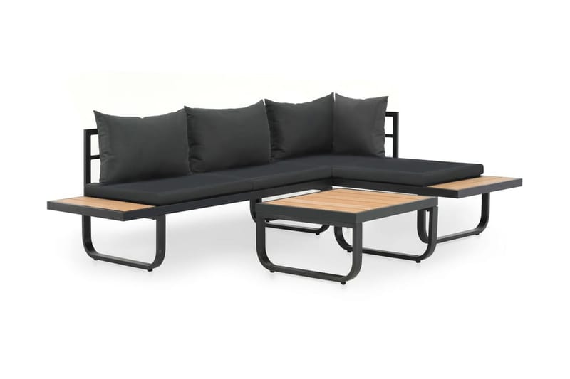 Hörnsoffa set med dynor 2 delar aluminium WPC - Grå - Utemöbler & utemiljö - Loungemöbler - Loungeset & loungegrupp