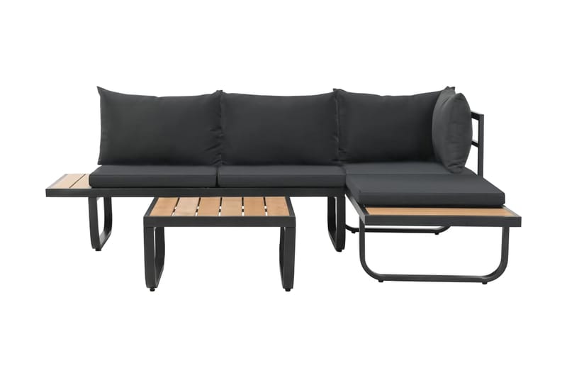 Hörnsoffa set med dynor 2 delar aluminium WPC - Grå - Loungeset & loungegrupp - Soffgrupp utomhus