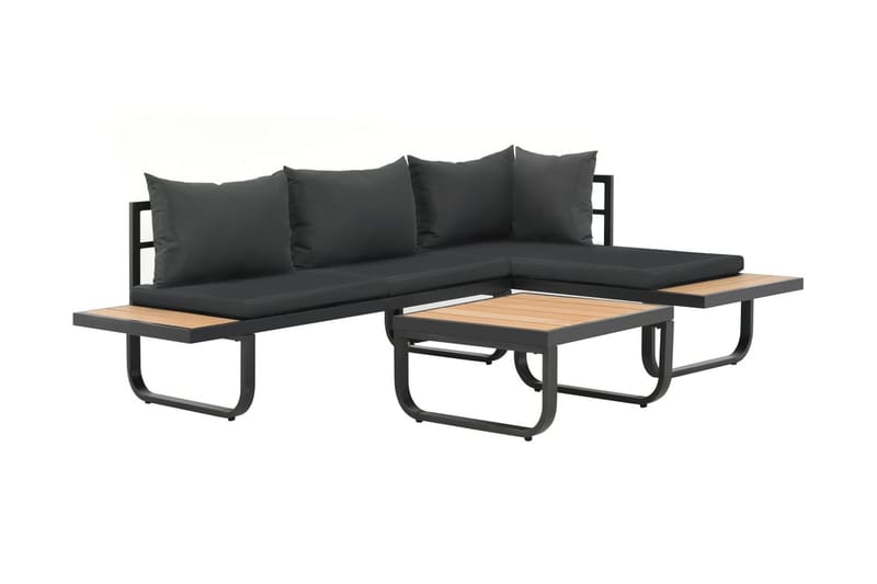 Hörnsoffa set med dynor 2 delar aluminium WPC - Grå - Utemöbler & utemiljö - Loungemöbler - Loungeset & loungegrupp