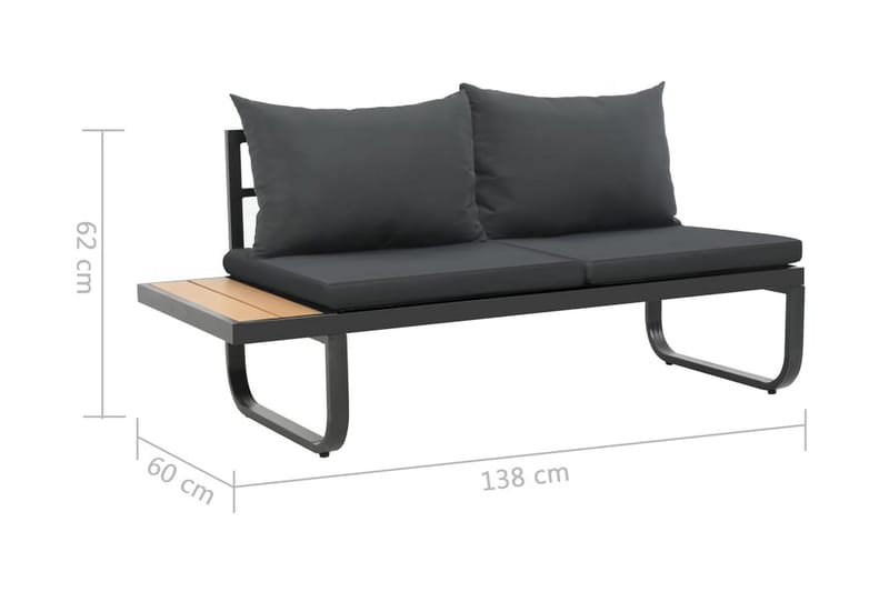 Hörnsoffa set med dynor 2 delar aluminium WPC - Grå - Utemöbler & utemiljö - Loungemöbler - Loungeset & loungegrupp