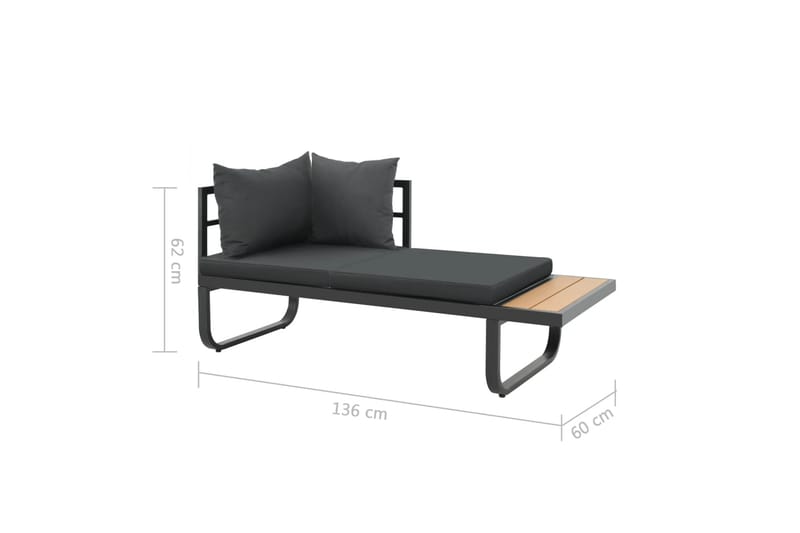 Hörnsoffa set med dynor 2 delar aluminium WPC - Grå - Utemöbler & utemiljö - Loungemöbler - Loungeset & loungegrupp