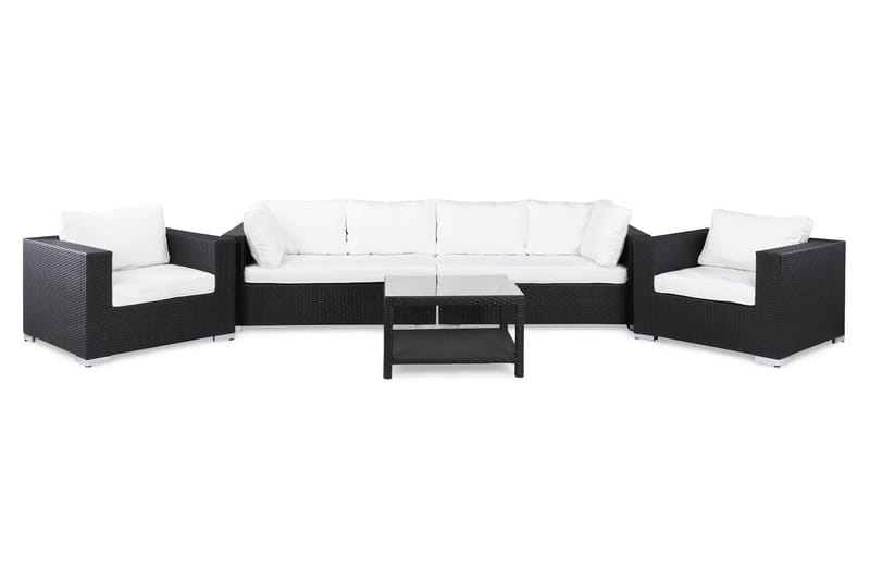 Loungegrupp Bahamas 6-sits Bord 75x75 - 2 Fåtöljer Svart - Utemöbler & utemiljö - Loungemöbler - Loungeset & loungegrupp