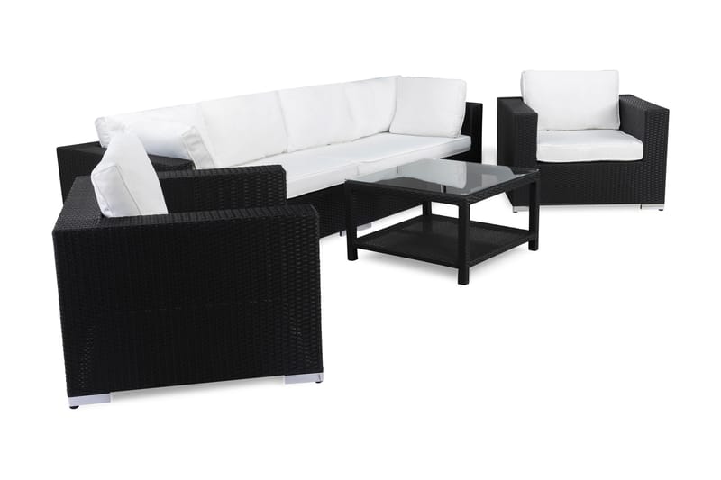 Loungegrupp Bahamas 6-sits Bord 75x75 - 2 Fåtöljer Svart - Utemöbler & utemiljö - Loungemöbler - Loungeset & loungegrupp