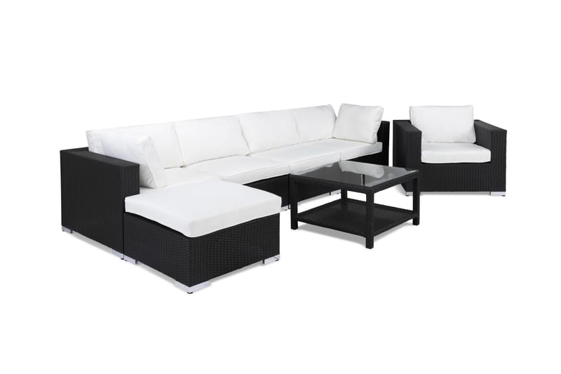 Loungegrupp Bahamas 6-sits Bord 75x75 - Divan Fåtölj Svart - Utemöbler & utemiljö - Loungemöbler - Loungeset & loungegrupp