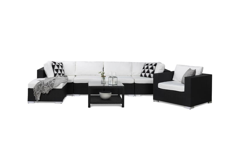 Loungegrupp Bahamas 6-sits Bord 75x75 - Divan Fåtölj Svart - Utemöbler & utemiljö - Loungemöbler - Loungeset & loungegrupp