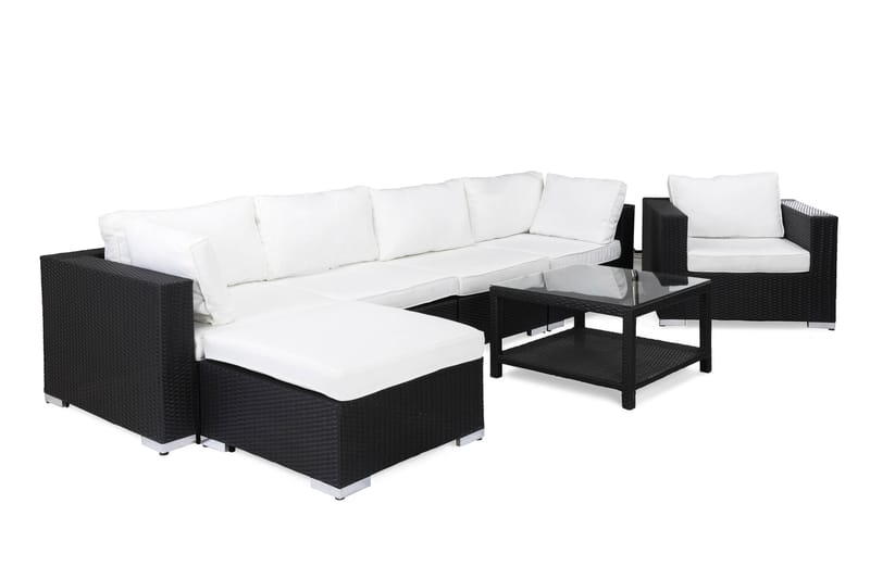 Loungegrupp Bahamas 6-sits Bord 75x75 - Divan Fåtölj Svart - Utemöbler & utemiljö - Loungemöbler - Loungeset & loungegrupp