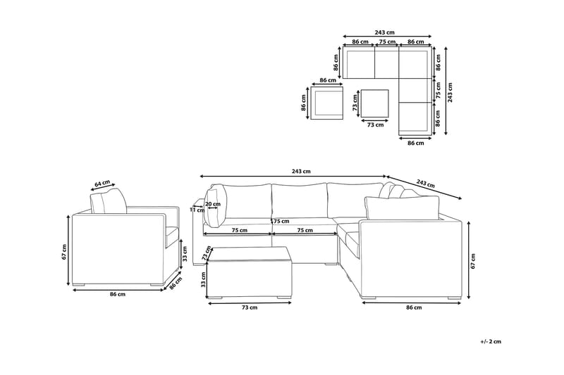 Loungegrupp Contare 240 cm - Brun - Utemöbler & utemiljö - Loungemöbler - Loungeset & loungegrupp