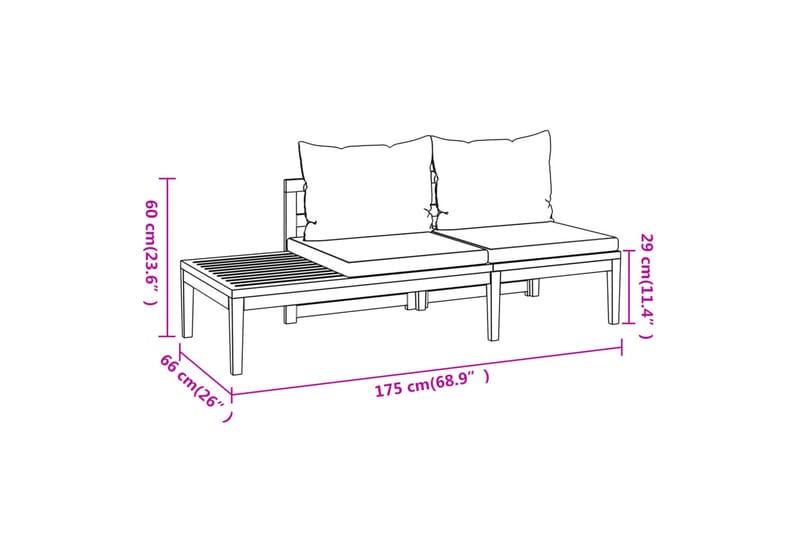 Loungegrupp för trädgård gräddvita dynor 2 delar akacia - Kräm - Utemöbler & utemiljö - Loungemöbler - Loungeset & loungegrupp