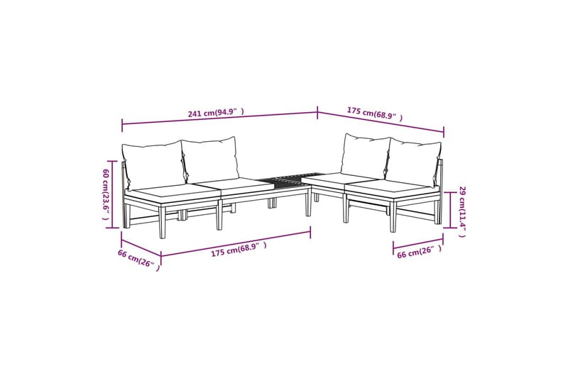 Loungegrupp för trädgård gräddvita dynor 2 delar akacia - Kräm - Utemöbler & utemiljö - Loungemöbler - Loungeset & loungegrupp