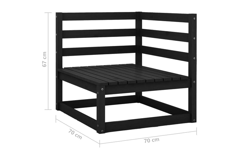 Loungegrupp för trädgården 3 delar svart massiv furu - Svart - Utemöbler & utemiljö - Loungemöbler - Loungeset & loungegrupp