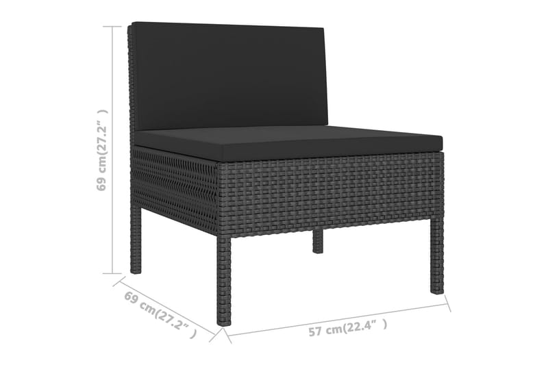 Loungegrupp för trädgården med dynor 11 delar konstrotting s - Svart - Utemöbler & utemiljö - Loungemöbler - Loungeset & loungegrupp