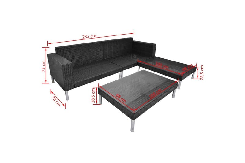 Loungegrupp för trädgården med dynor 4 delar konstrotting sv - Svart - Utemöbler & utemiljö - Loungemöbler - Loungeset & loungegrupp