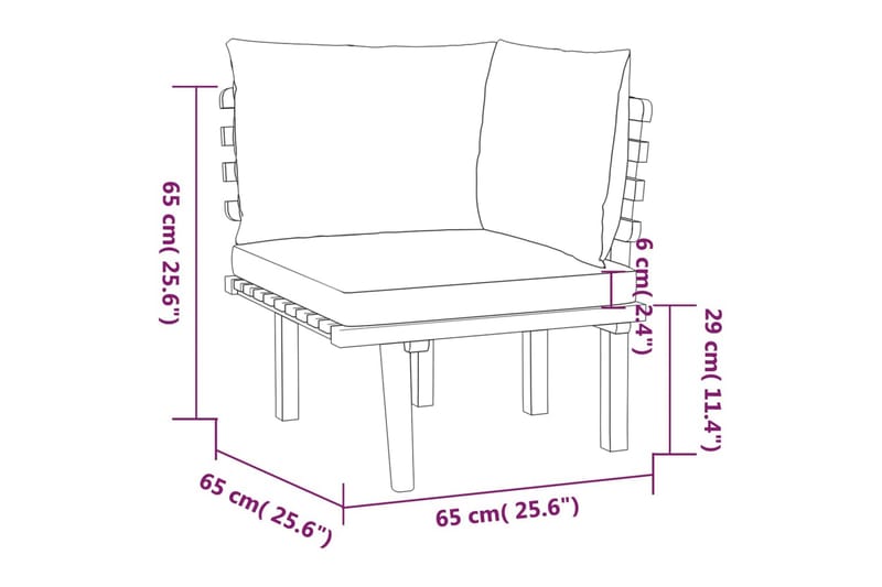 Loungegrupp för trädgården med dynor 6 delar akaciaträ - Brun - Utemöbler & utemiljö - Loungemöbler - Loungeset & loungegrupp