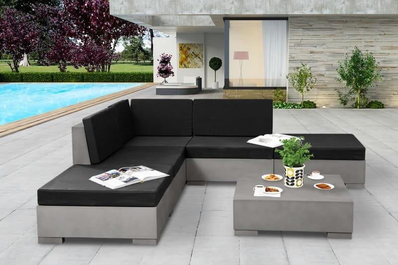 Loungegrupp för trädgården med dynor 6 delar betong grå - Grå - Loungeset & loungegrupp - Soffgrupp utomhus