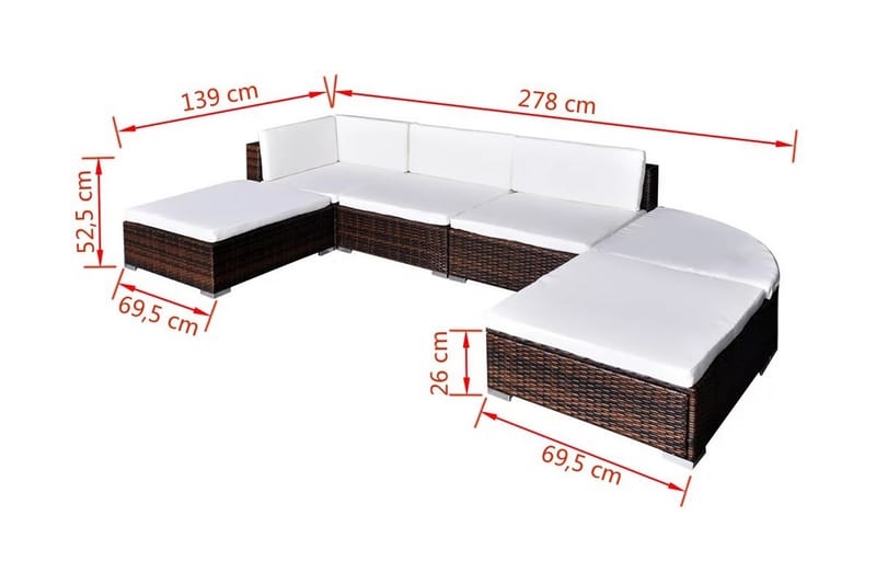 Loungegrupp för trädgården med dynor 6 delar konstrotting br - Brun - Utemöbler & utemiljö - Loungemöbler - Loungeset & loungegrupp