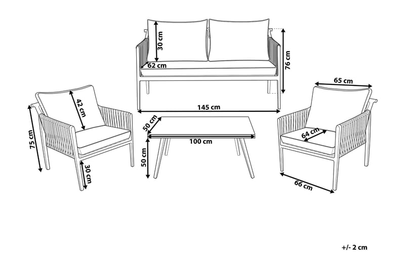 Loungegrupp Latina 66 cm - Vit - Utemöbler & utemiljö - Loungemöbler - Loungeset & loungegrupp