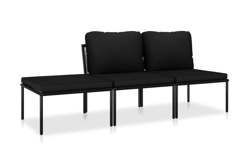 Loungegrupp Utomhus för trädgården med dynor 3 delar svart PVC - Svart - Utemöbler & utemiljö - Loungemöbler - Loungeset & loungegrupp