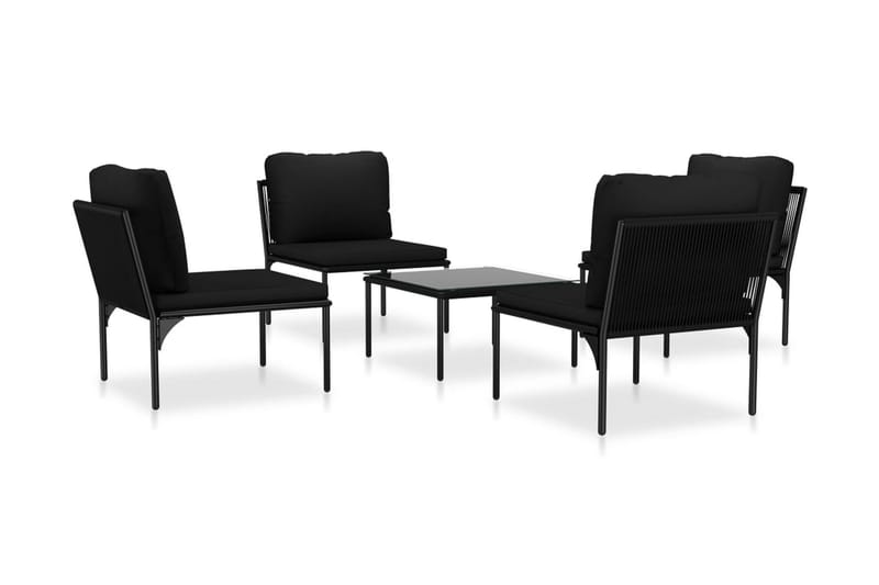 Loungegrupp Utomhus för trädgården med dynor 5 delar svart PVC - Svart - Utemöbler & utemiljö - Loungemöbler - Loungeset & loungegrupp