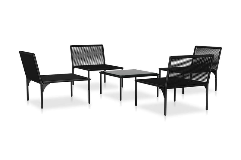 Loungegrupp Utomhus för trädgården med dynor 5 delar svart PVC - Svart - Utemöbler & utemiljö - Loungemöbler - Loungeset & loungegrupp