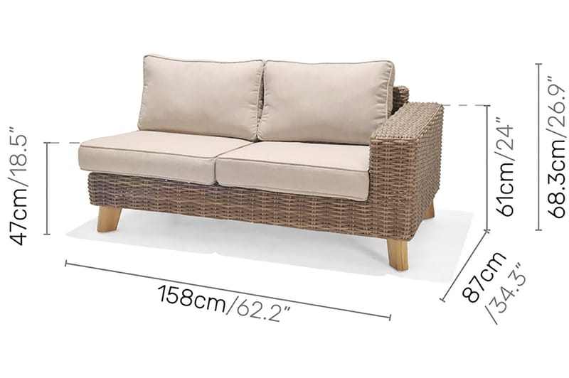 2-sits Utesoffa Bahamas Vänster - Beige - Utemöbler & utemiljö - Loungemöbler - Loungesoffor