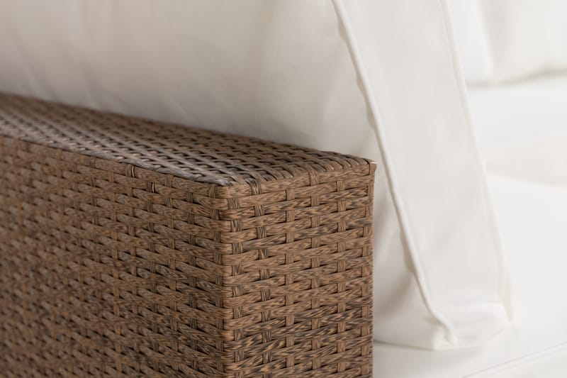 Bahamas Loungesoffa 6-sits – U-soffa för Utemöbler i Konstrotting - Sand Beige / Vita dynor - Utemöbler & utemiljö - Loungemöbler - Loungesoffor