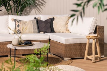 Bahamas Loungesoffa 6-sits – U-soffa för Utemöbler i Konstrotting - Sand Beige / Vita dynor - Utemöbler & utemiljö - Loungemöbler - Loungesoffor