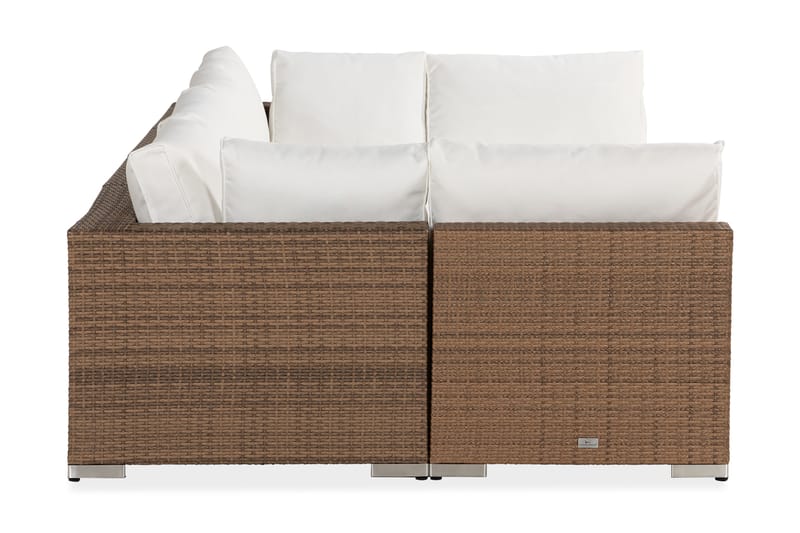 Bahamas Loungesoffa 6-sits – U-soffa för Utemöbler i Konstrotting - Sand Beige / Vita dynor - Utemöbler & utemiljö - Loungemöbler - Loungesoffor