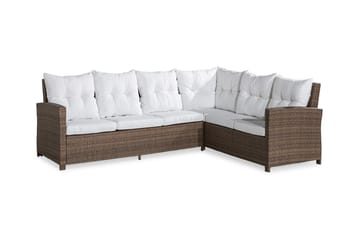 James Hörnsoffa utomhus Höger – Loungesoffa för Utemöbler i Konstrotting - Sand Beige / Vita dynor - Utemöbler & utemiljö - Loungemöbler - Loungesoffor