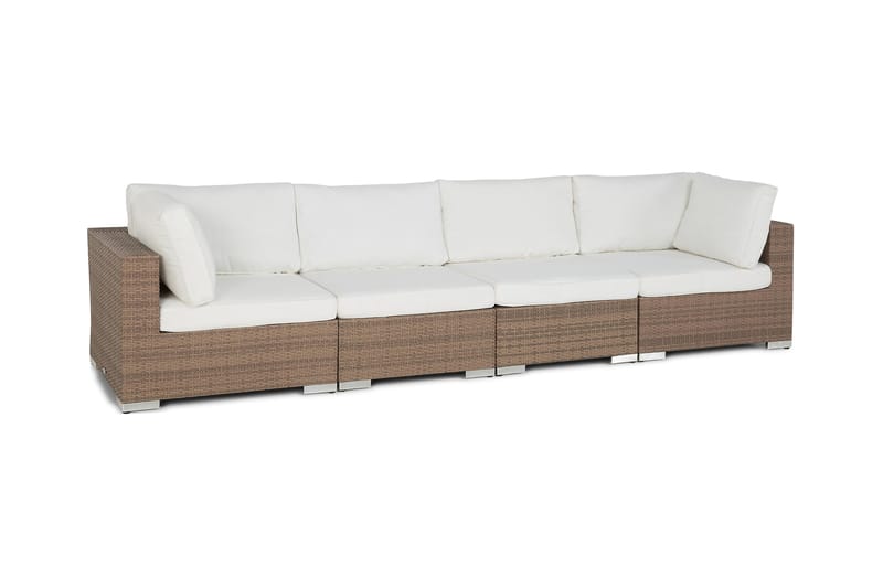 Loungesoffa Bahamas 4-sits - Sand Beige / Vita dynor - Utemöbler & utemiljö - Loungemöbler - Loungesoffor