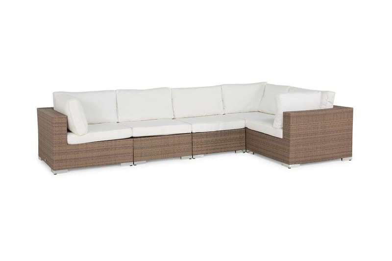 Loungesoffa Bahamas 5-sits - Sand Beige / Vita dynor - Utemöbler & utemiljö - Loungemöbler - Loungesoffor