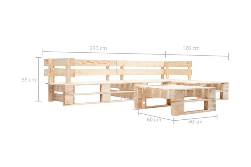 Pallsoffa 4 delar naturligt trä - Brun - Utemöbler & utemiljö - Loungemöbler - Loungesoffor