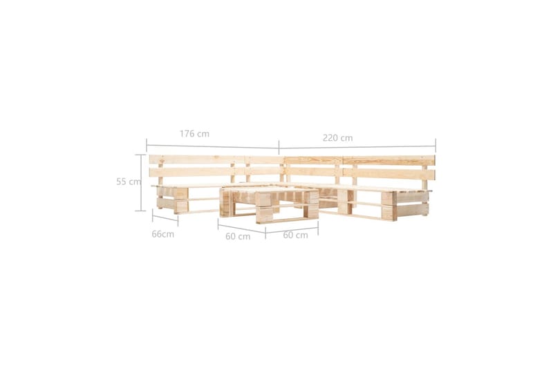 Pallsoffa 4 delar naturligt trä - Brun - Utemöbler & utemiljö - Loungemöbler - Loungesoffor