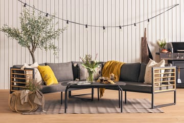 Tarruza Hörnsoffa – Loungesoffa för Utemöbler i Teak och Aluminium - Svart / Grå - Utemöbler & utemiljö - Loungemöbler - Loungesoffor