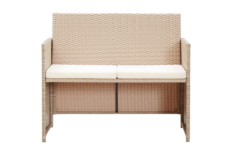 Trädgårdssoffa 2-sits med dynor konstrotting beige - Beige - Utemöbler & utemiljö - Loungemöbler - Loungesoffor