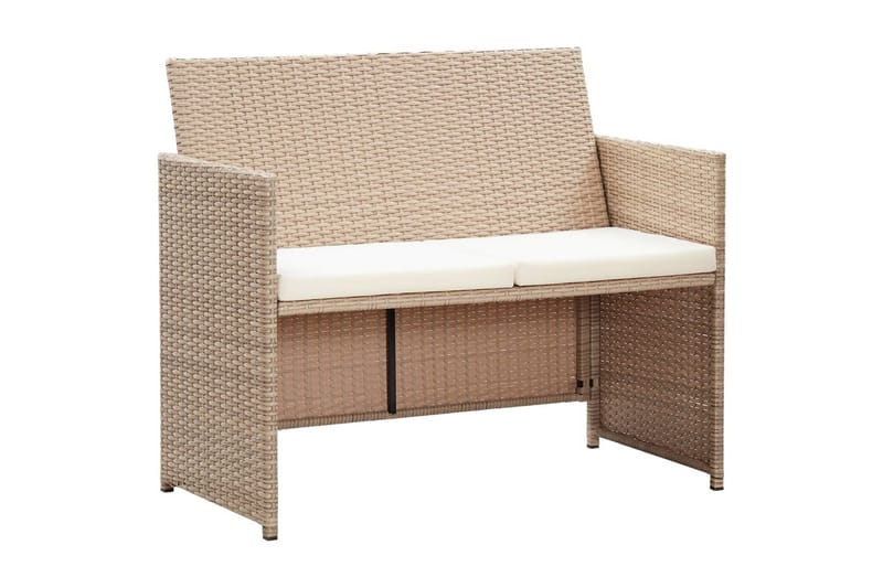 Trädgårdssoffa 2-sits med dynor konstrotting beige - Beige - Utemöbler & utemiljö - Loungemöbler - Loungesoffor