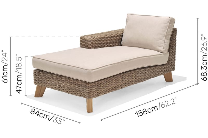 Utesoffa Bahamas med Armstöd Höger - Beige - Utemöbler & utemiljö - Loungemöbler - Loungesoffor