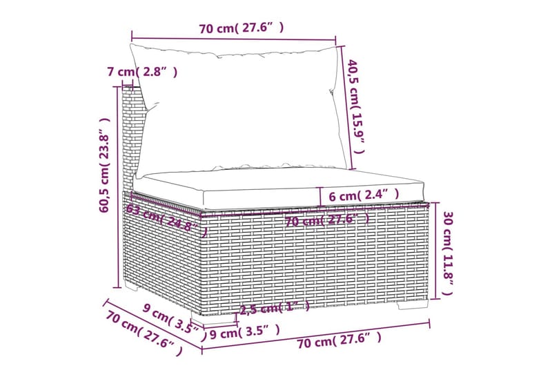 Soffa 4-sits med dynor konstrotting grå - Grå/Blå - Utemöbler & utemiljö - Loungemöbler - Loungesoffor