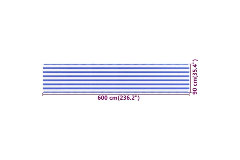 Balkongskärm blå och vit 90x600 cm HDPE - Flerfärgad - Utemöbler & utemiljö - Solskydd - Balkongskydd