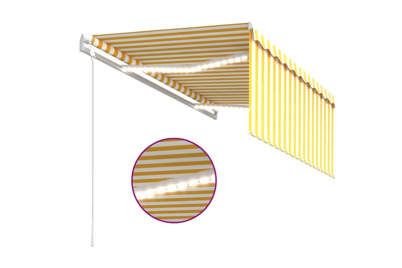 Automatisk markis m. vindsensor rullgardin LED 3,5x2,5m gul/ - Gul - Utemöbler & utemiljö - Solskydd - Markiser