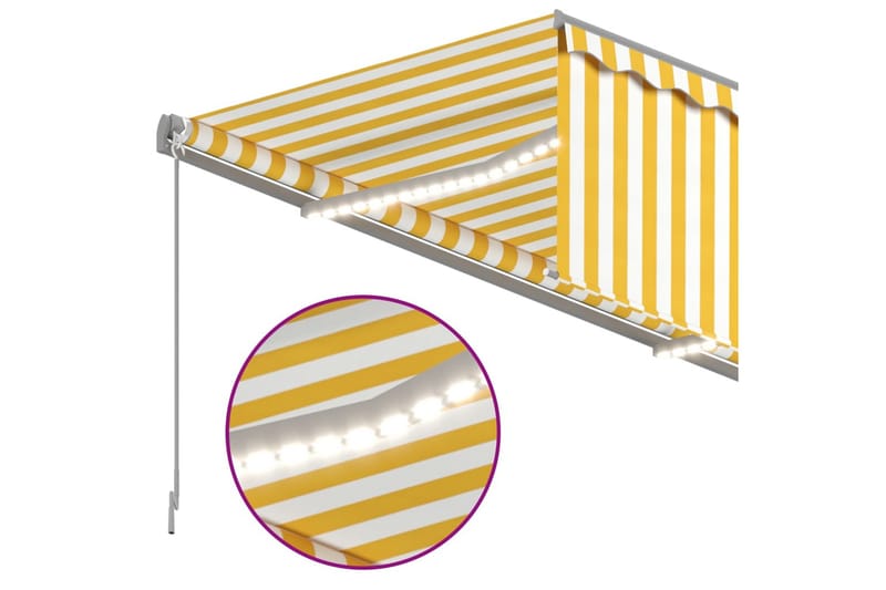 Automatisk markis m. vindsensor rullgardin LED 4x3m gul och - Gul - Utemöbler & utemiljö - Solskydd - Markiser