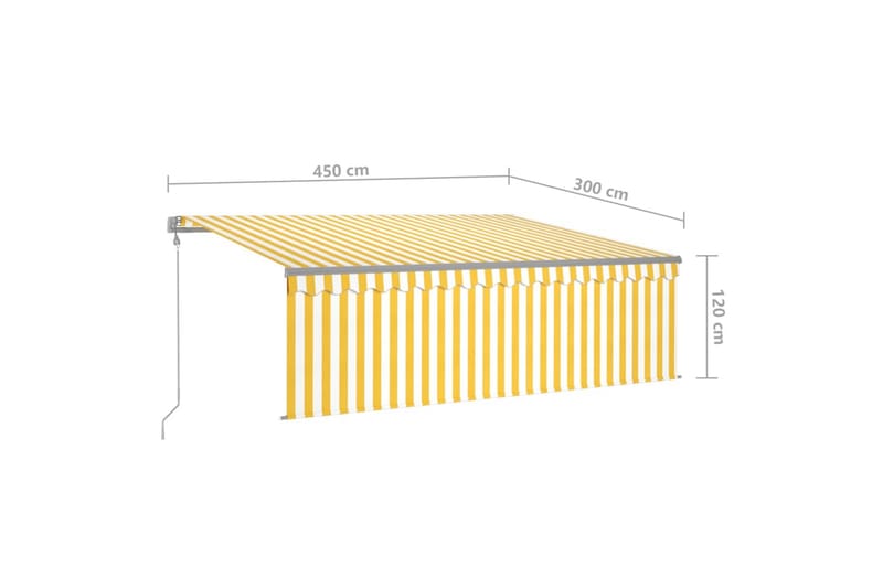 Automatisk markis med rullgardin vindsensor LED 4,5x3 m gul/ - Gul - Utemöbler & utemiljö - Solskydd - Markiser