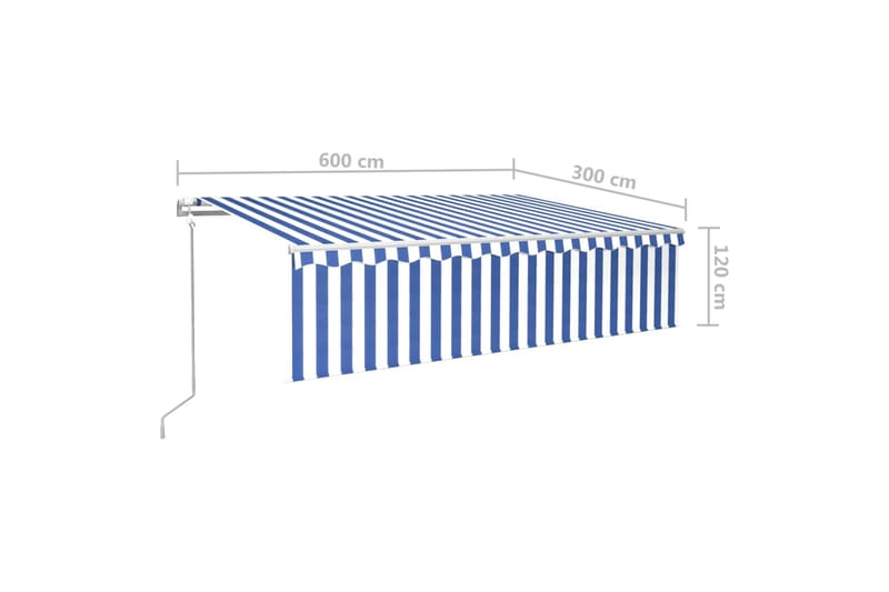 Automatisk markis med rullgardin vindsensor LED 6x3 m blå/vi - Blå - Utemöbler & utemiljö - Solskydd - Markiser