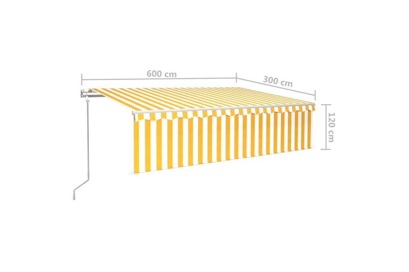 Automatisk markis med rullgardin vindsensor LED 6x3 m gul/vi - Gul - Utemöbler & utemiljö - Solskydd - Markiser