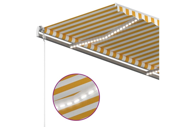 Automatisk markis med vindsensor & LED 300x250 cm gul/vit - Gul - Utemöbler & utemiljö - Solskydd - Markiser