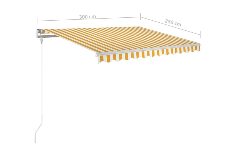 Automatisk markis med vindsensor & LED 300x250 cm gul/vit - Gul - Utemöbler & utemiljö - Solskydd - Markiser