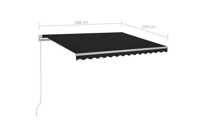 Automatisk markis med vindsensor & LED 3x2,5 m antracit - Grå - Utemöbler & utemiljö - Solskydd - Markiser