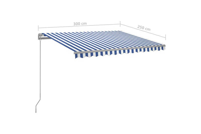 Automatisk markis med vindsensor & LED 3x2,5 m blå och vit - Blå - Utemöbler & utemiljö - Solskydd - Markiser