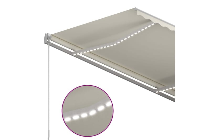 Automatisk markis med vindsensor & LED 3x2,5 m gräddvit - Vit - Utemöbler & utemiljö - Solskydd - Markiser