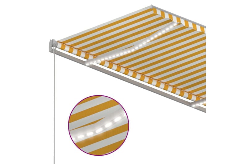 Automatisk markis med vindsensor & LED 3x2,5 m gul och vit - Gul - Utemöbler & utemiljö - Solskydd - Markiser